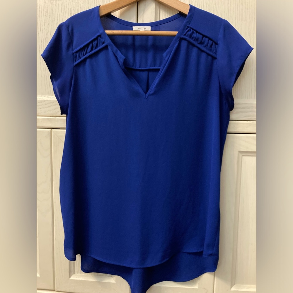 Pleione cobalt blue short sleeve blouse